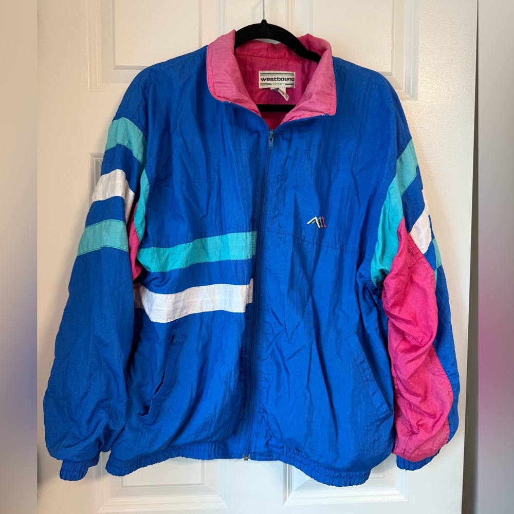 VINTAGE 90s Westbound Sport‎ Jacket Womens L Colorblock Lined Windbreaker Rain